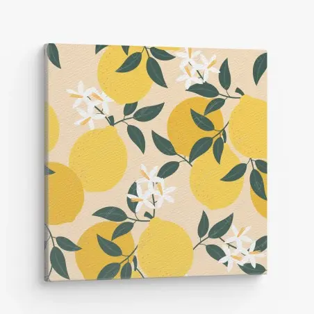 Tableau sur toile motif citron en fleurs – Wallnifity®