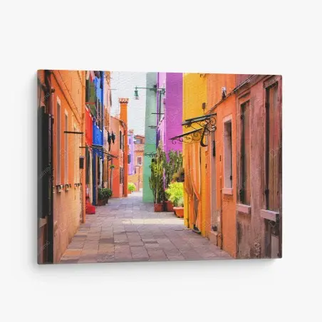 Tableau sur toile ruelle colorée de Burano – Wallnifity®