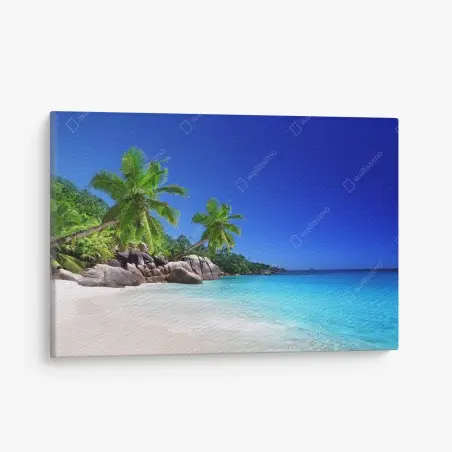 Tableau sur toile plage tropicale paradisiaque aux palmiers – Wallnifity®