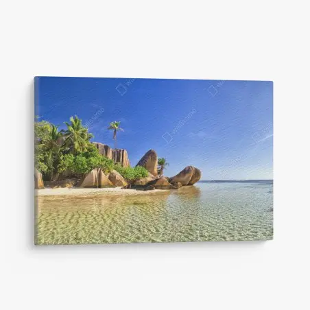 Tableau sur toile paradis tropical aux rochers granitiques – Wallnifity®
