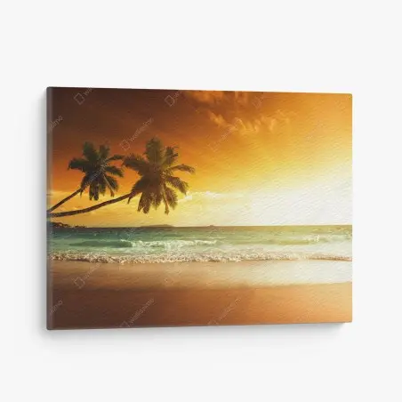 Tableau sur toile coucher de soleil tropical aux Caraïbes – Wallnifity®