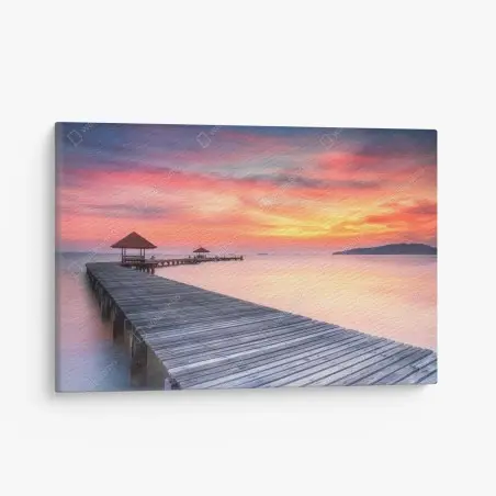 Tableau sur toile ponton en bois au lever du soleil – Wallnifity®