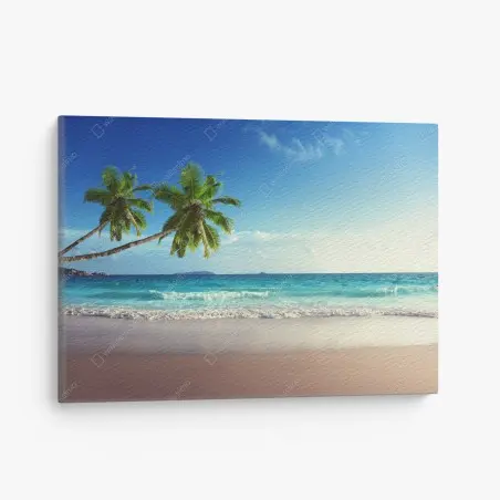 Tableau sur toile plage paradisiaque des Caraïbes au coucher du soleil – Wallnifity®