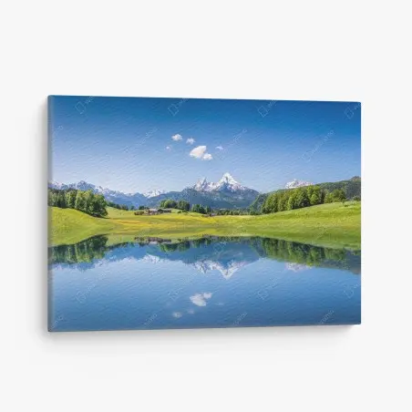 Tableau sur toile reflet alpin sur un lac tranquille – Wallnifity®