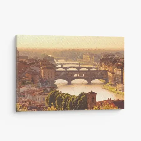 Tableau sur toile coucher de soleil sur Ponte Vecchio à Florence – Wallnifity®