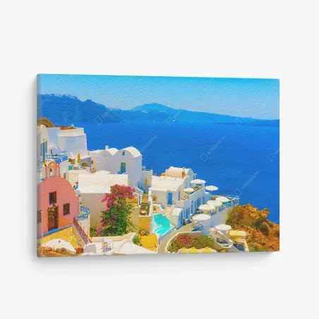 Tableau sur toile vue emblématique d'Oia à Santorin – Wallnifity®