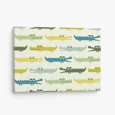 Tableau sur toile motif crocodiles pastel pour chambre d'enfant – Wallnifity®