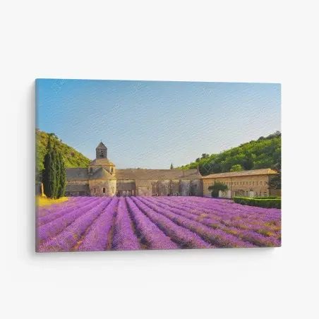Tableau sur toile coucher de lavande à l'Abbaye de Sénanque – Wallnifity®