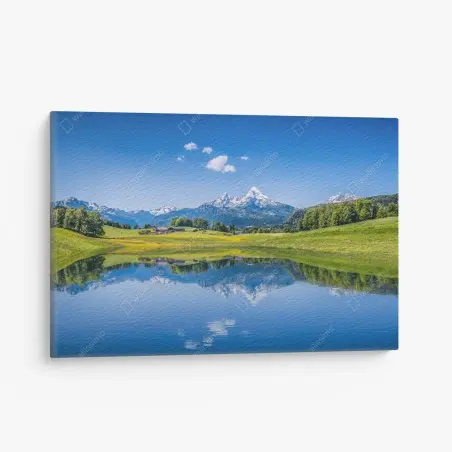 Tableau sur toile reflet alpin sur lac miroir – Wallnifity®