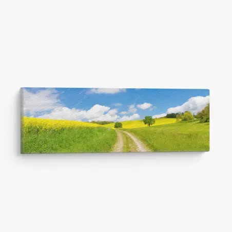 Tableau sur toile chemin champêtre et champs de colza – Wallnifity®