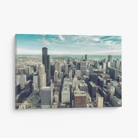 Tableau sur toile panorama urbain vintage de Chicago – Wallnifity®