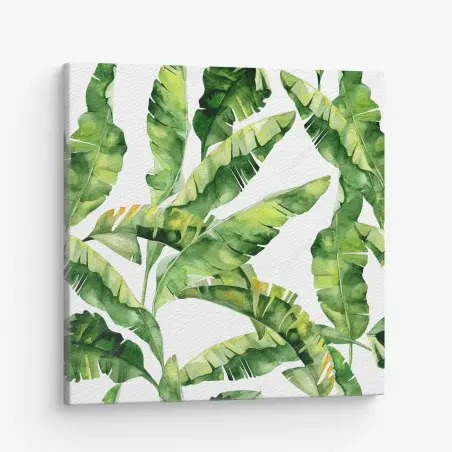 Tableau sur toile motif feuilles de bananier aquarelle – Wallnifity®
