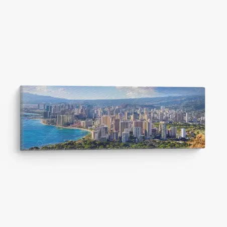 Tableau sur toile panorama côtier d'Honolulu – Wallnifity®