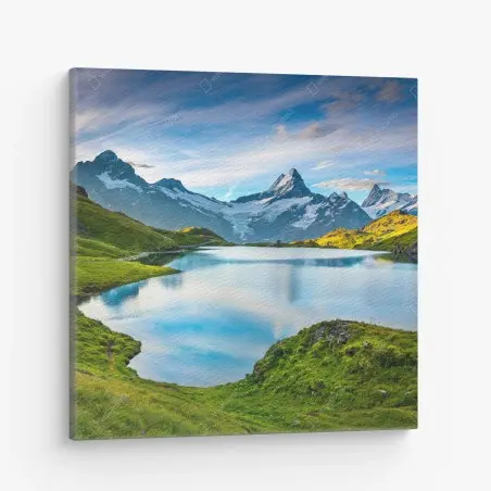 Tableau sur toile reflets du Bachsee et sommets de Wetterhorn – Wallnifity®