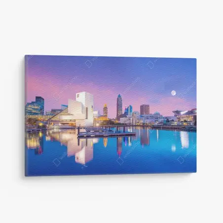 Tableau sur toile crépuscule sur le front de mer de Cleveland – Wallnifity®