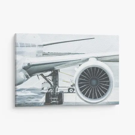 Tableau sur toile détail moteur d'avion au terminal – Wallnifity®