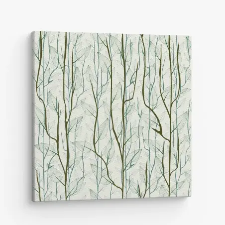 Tableau sur toile motif délicat de branches et feuilles translucides – Wallnifity®