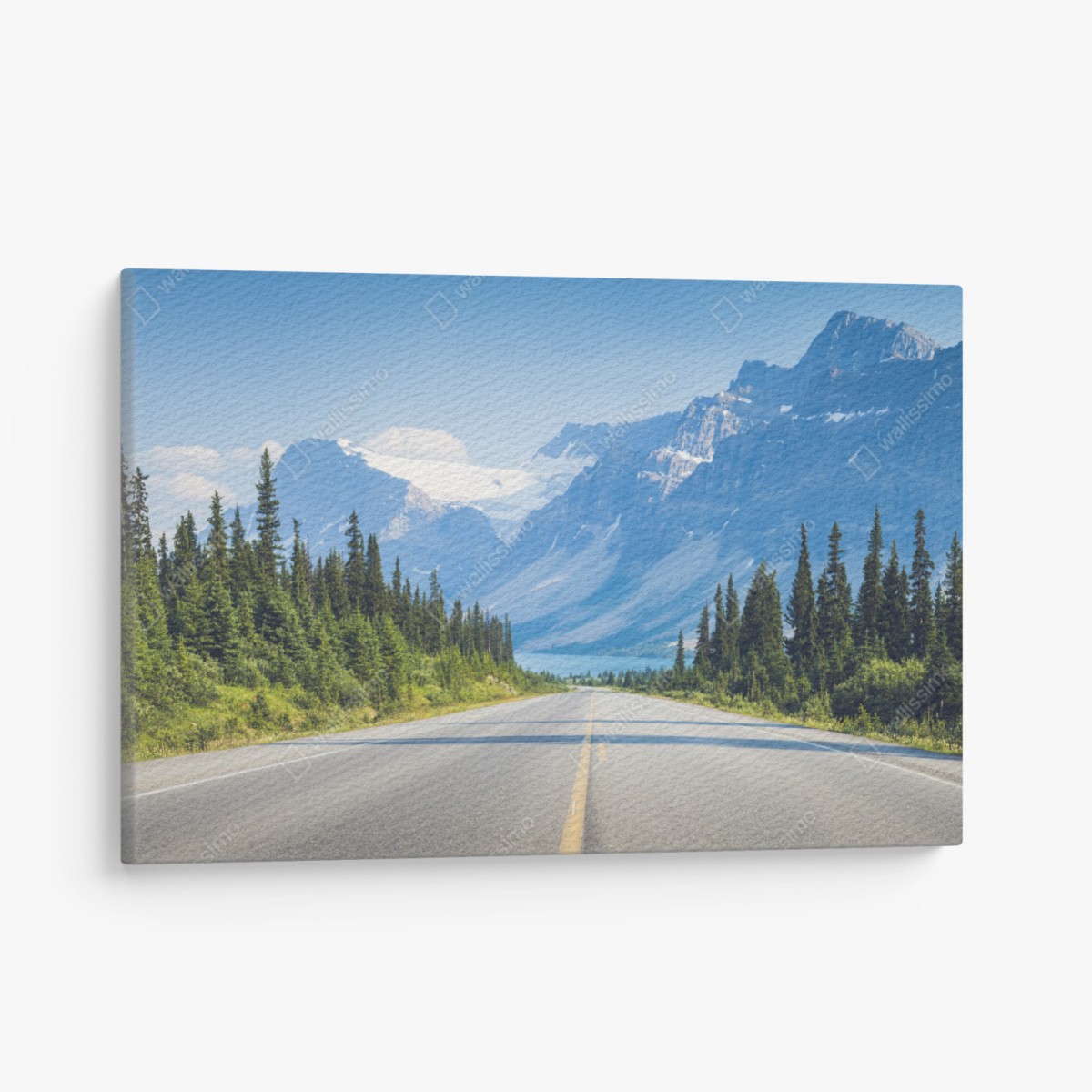 Tableau sur toile route vers un lac et des montagnes glacées – Wallnifity®