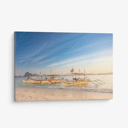 Tableau sur toile bateaux traditionnels au coucher du soleil – Wallnifity®