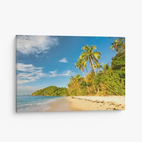 Tableau sur toile paradis tropical au coucher de soleil doré – Wallnifity®