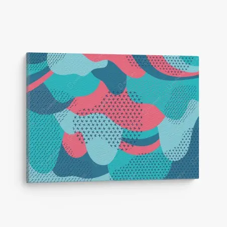 Tableau sur toile motif abstrait turquoise et rose aux formes organiques – Wallnifity®