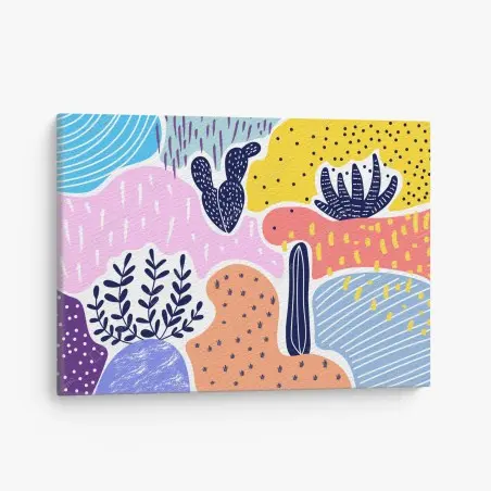 Tableau sur toile composition botanique colorée aux formes organiques – Wallnifity®