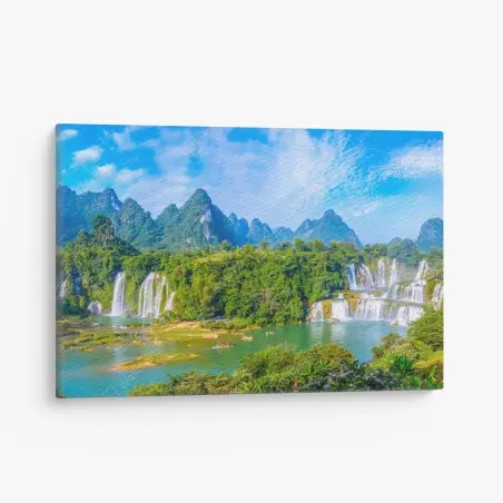 Tableau sur toile cascade spectaculaire dans un paysage karstique – Wallnifity®