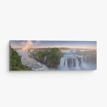 Tableau sur toile panorama des chutes d'Iguazú au lever du soleil – Wallnifity®