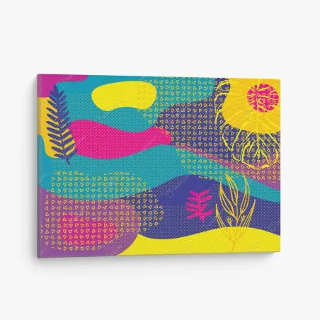 Tableau sur toile composition abstraite colorée à motifs tropicaux – Wallnifity®