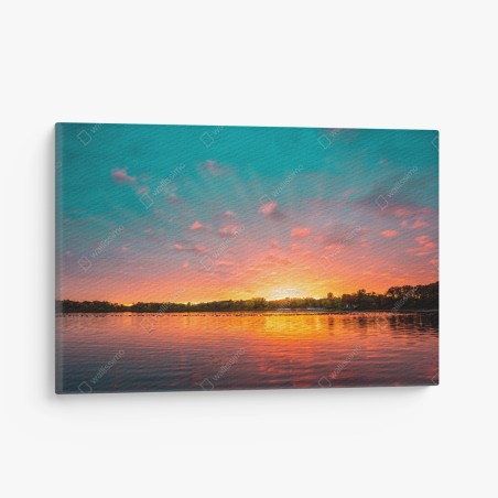 Tableau sur toile ciel flamboyant au-dessus du lac – Wallnifity®