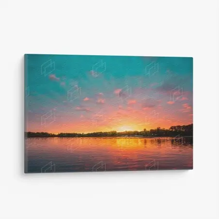 Tableau sur toile ciel flamboyant au-dessus du lac – Wallnifity®