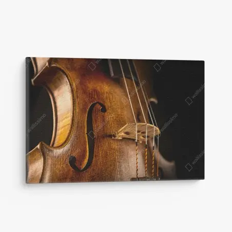 Tableau sur toile violon classique en gros plan sur fond noir – Wallnifity®