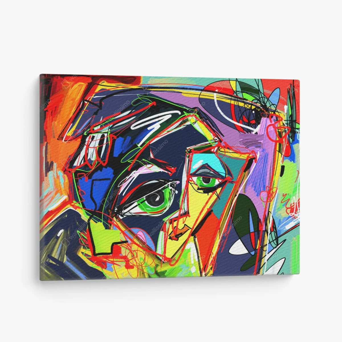 Tableau sur toile portrait abstrait aux couleurs vives et lignes dynamiques – Wallnifity® Tableau sur toile portrait abstrait aux couleurs vives et lignes dynamiques – Wallnifity®