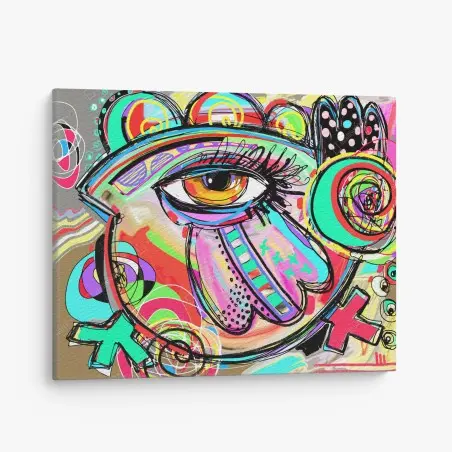 Tableau sur toile regard pop-art multicolore et abstrait – Wallnifity®