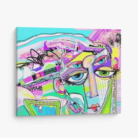 Tableau sur toile portrait abstrait multicolore pour intérieur – Wallnifity®