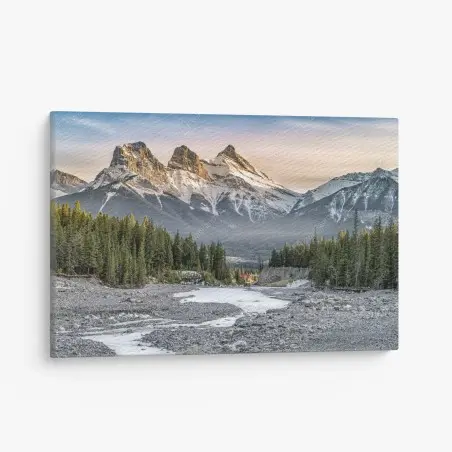 Tableau sur toile crépuscule sur les sommets enneigés – Wallnifity®