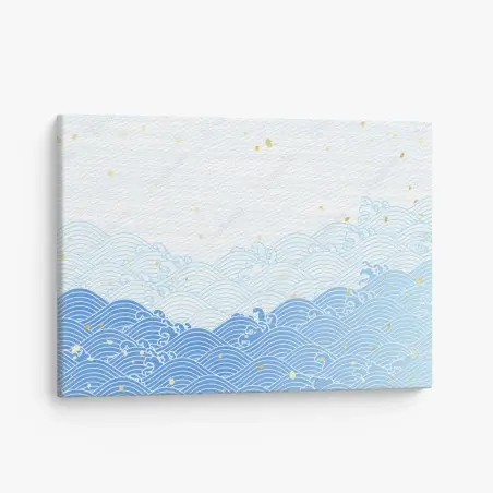 Tableau sur toile marée de vagues bleues et éclats dorés – Wallnifity®