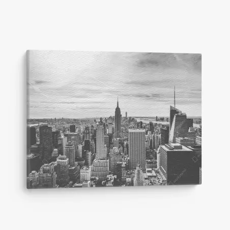 Tableau sur toile panorama urbain de New York en noir et blanc – Wallnifity®