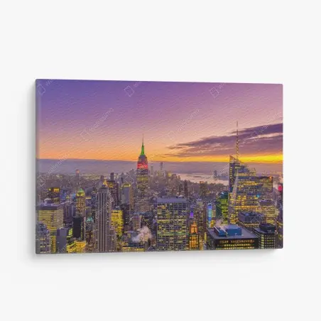 Tableau sur toile horizon de New York au crépuscule – Wallnifity®
