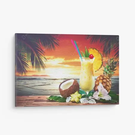 Tableau sur toile cocktail tropical au coucher de soleil – Wallnifity®