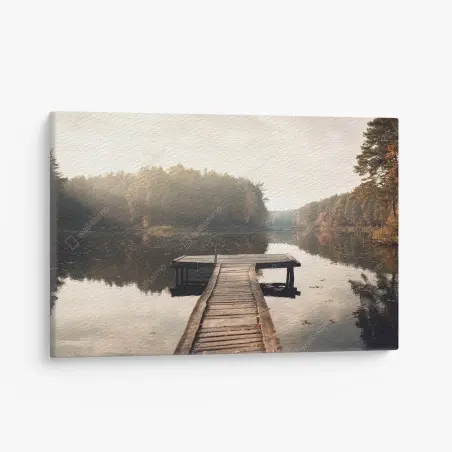 Tableau sur toile brume d'automne sur le lac – Wallnifity®
