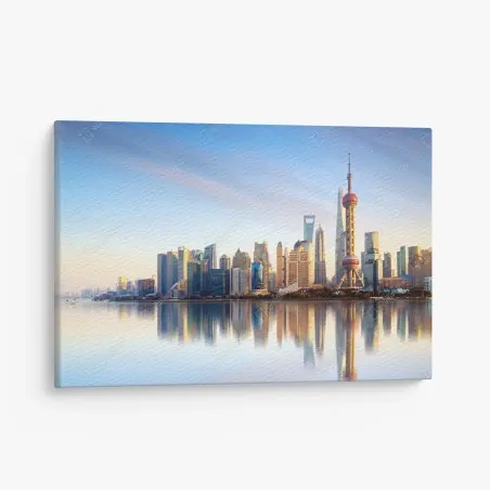 Tableau sur toile horizon moderne de Shanghai au lever du soleil – Wallnifity®