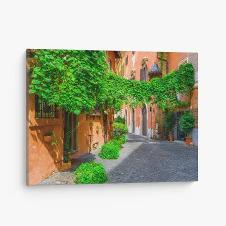 Tableau sur toile ruelle ensoleillée à Trastevere, Rome – Wallnifity®