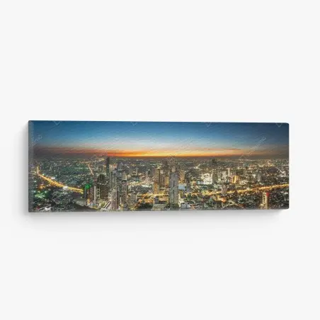 Tableau sur toile skyline nocturne de Bangkok sur le Chao Phraya – Wallnifity®