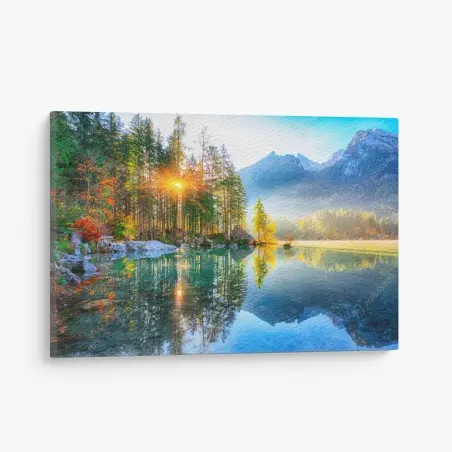Tableau sur toile lever de soleil automnal à Hintersee – Wallnifity®