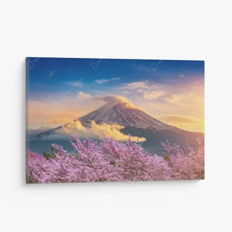Tableau sur toile lever du soleil sur le Mont Fuji et cerisiers en fleurs – Wallnifity®