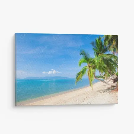 Tableau sur toile plage tropicale paisible avec palmiers – Wallnifity®