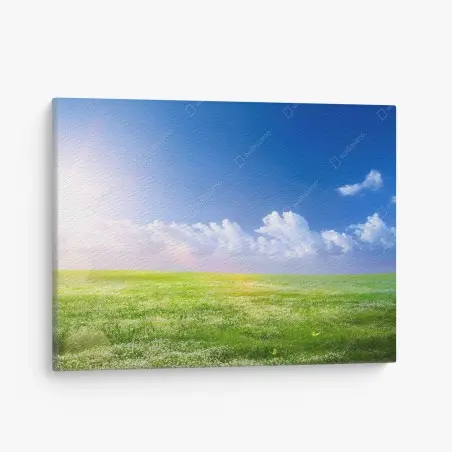 Tableau sur toile horizon printanier sous ciel bleu – Wallnifity®