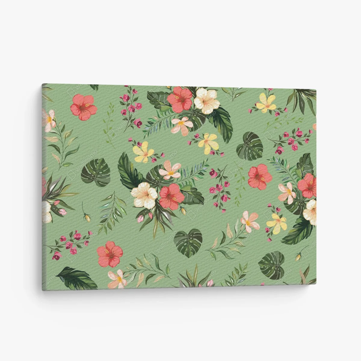 Tableau sur toile motif tropical fleuri sur fond vert – Wallnifity® Tableau sur toile motif tropical fleuri sur fond vert – Wallnifity®