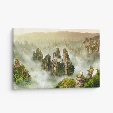 Tableau sur toile paysage brumeux des piliers de Zhangjiajie, Hunan – Wallnifity®